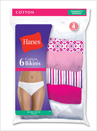 Hanes Women's Cotton Bikini Underwear, Cool Comfort, 6-Pack Assorted Basics  8