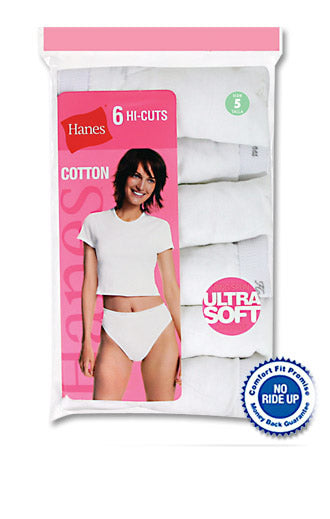 PP43WH - Hanes Cotton Hi-Cut - Six Pack (White)