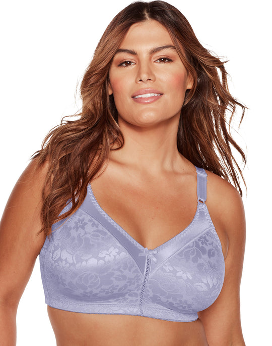 Women's Bali 3372 Double Support Lace Wirefree Spa Closure Bra (Crystal  Grey 40D)