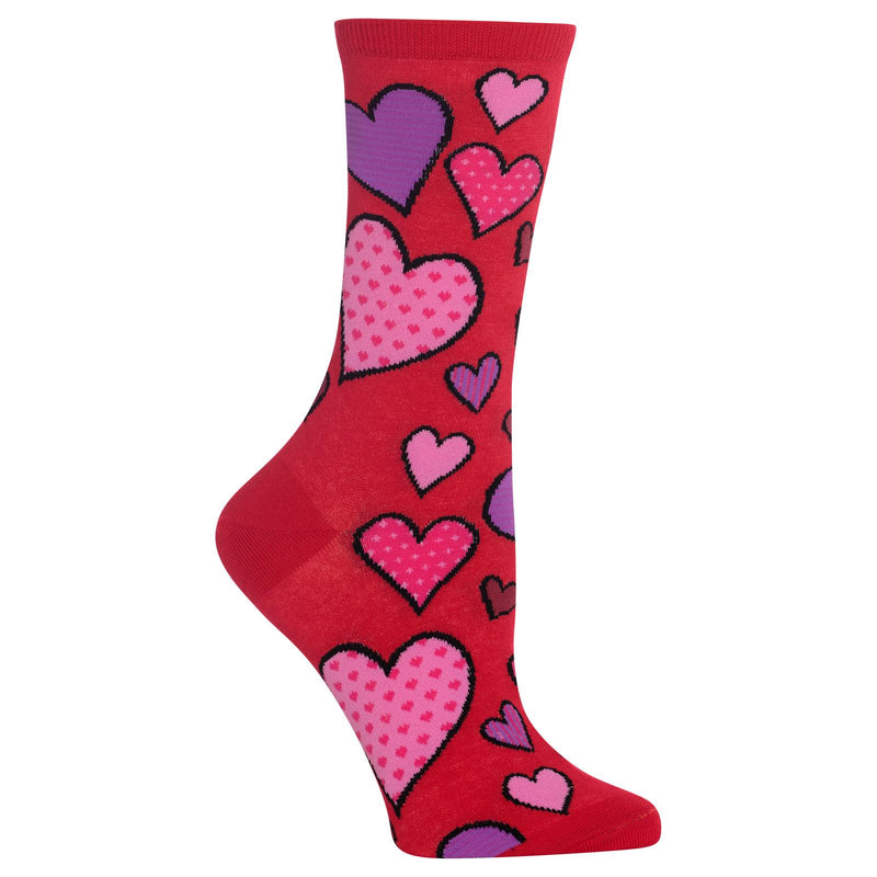 Hot Sox Womens Hearts Crew Socks