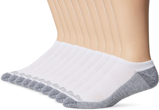 Fruit Of The Loom Mens 10 Pack Flat Knit Liner Socks, Shoe Size 6-12, White