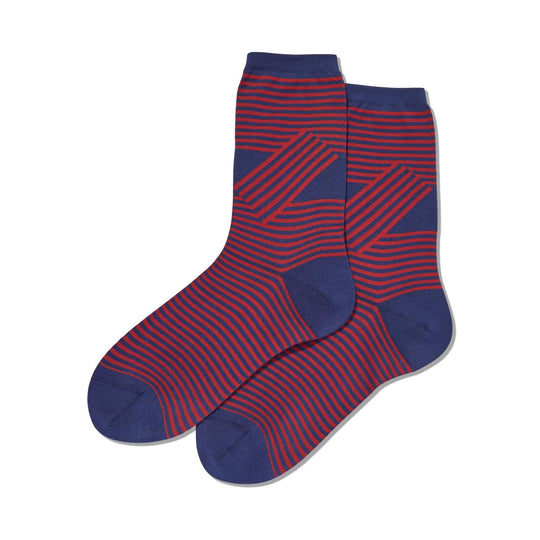 Hot Sox Womens Unparalleled Stripes Crew Socks