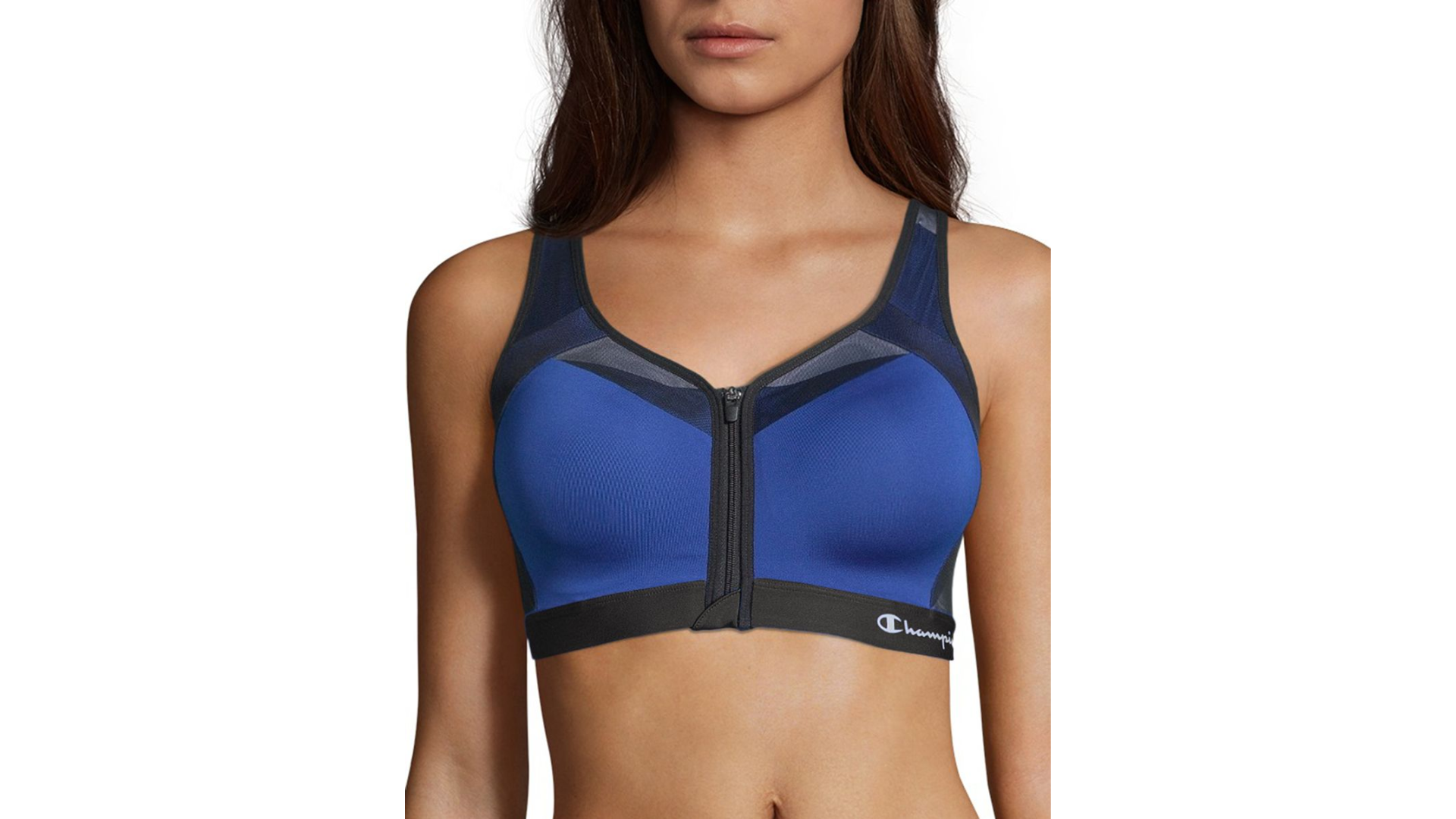 Champion Womens Motion Control Zip Front Sports Bra, 38B, Surf The