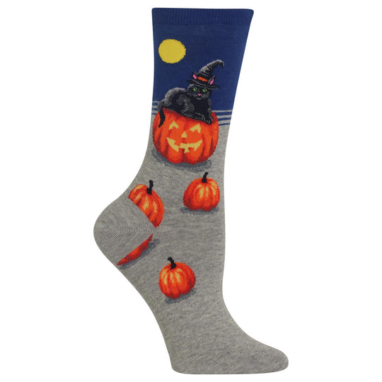 Hot Sox Womens Cat Witch Crew Socks