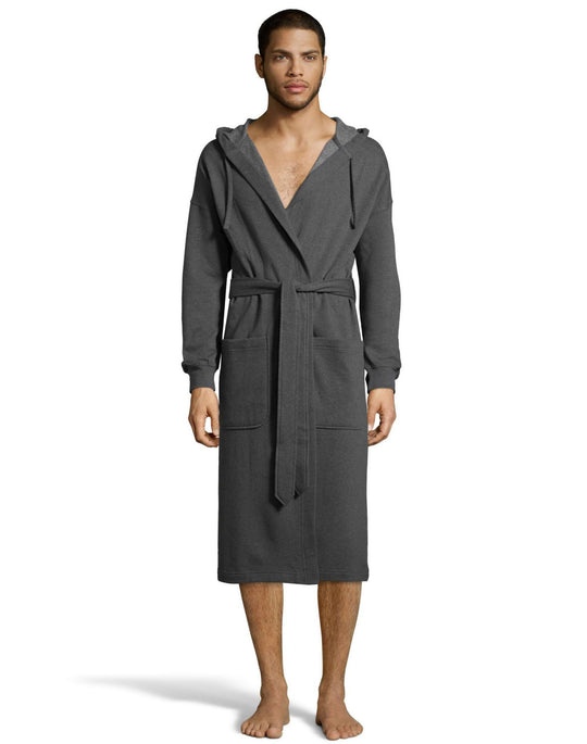 Hanes Mens 1901 Heritage Fleece Hooded Robe