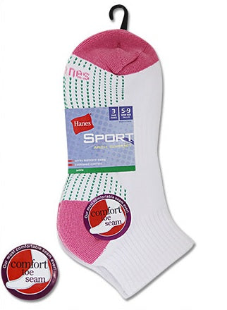 Hanes Women's Athletic Ankle Socks With Arch Support 3 Pairs