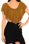 Ruffle Draped V Neck Short Sleeve Stretchy Crop Top